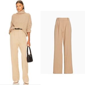 NWT Favorite Daughter The Favorite Pleated Wide-Leg Pants in beige